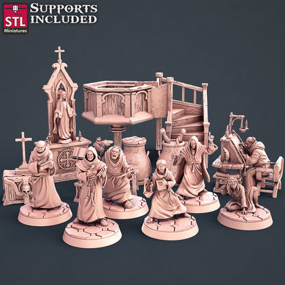 Abbey Monks Set Scale Models STLMiniatures