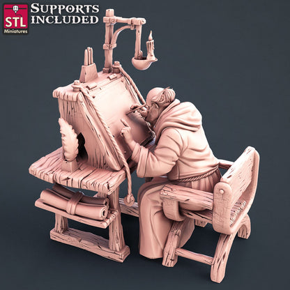 Abbey Monks Set Scale Models STLMiniatures