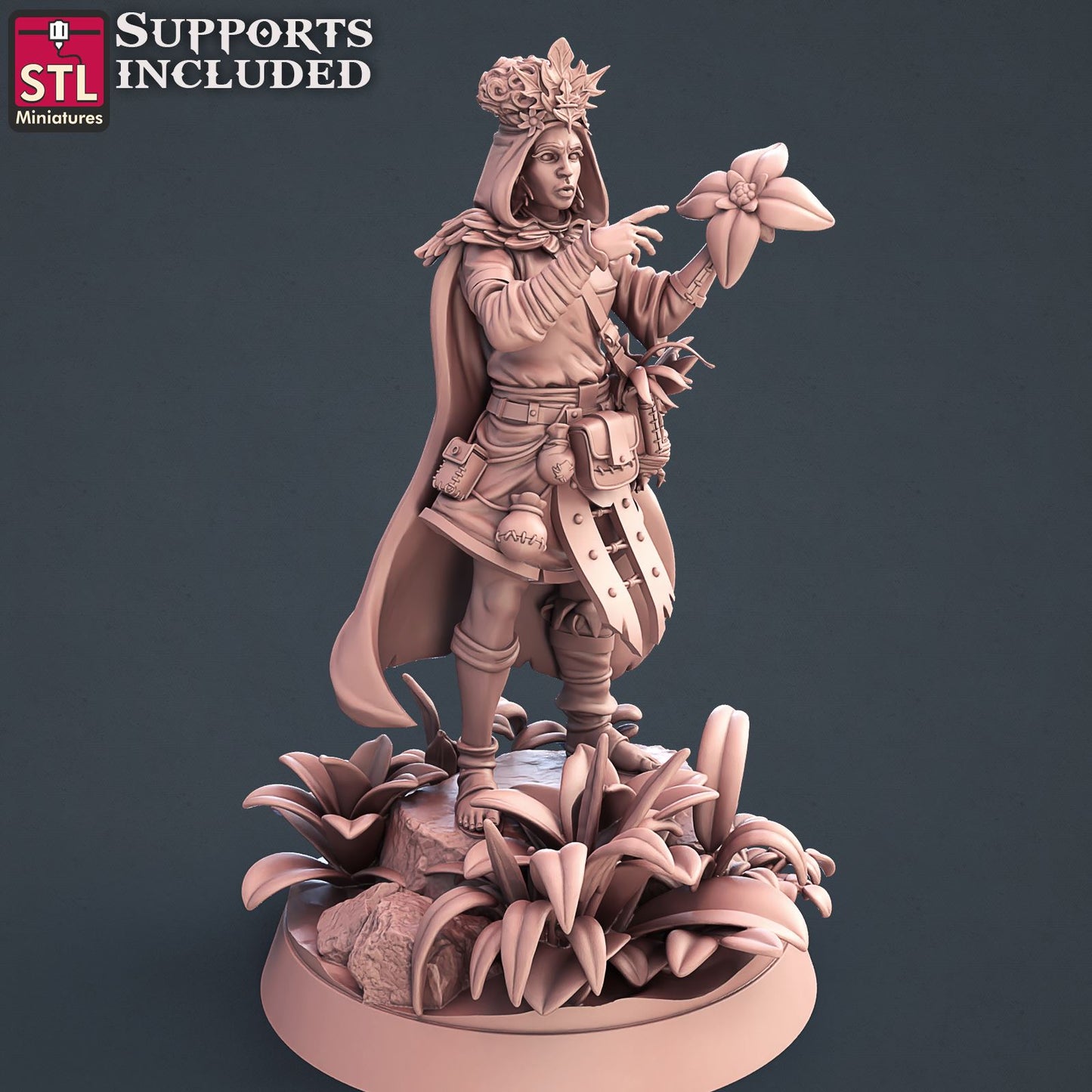 Druid Female Printable 3D Model STLMiniatures