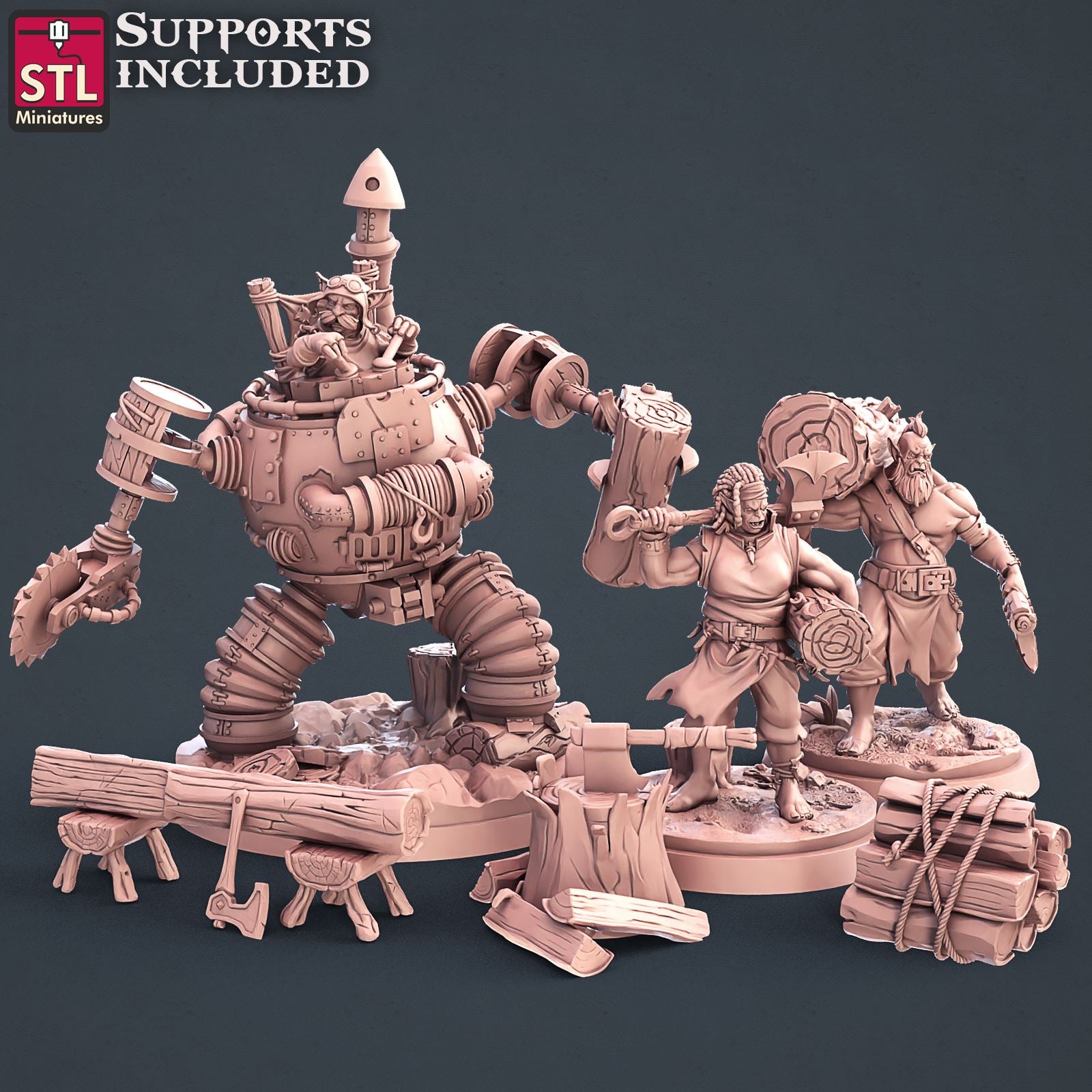 Lumberjacks Set Printable 3D Model STLMiniatures