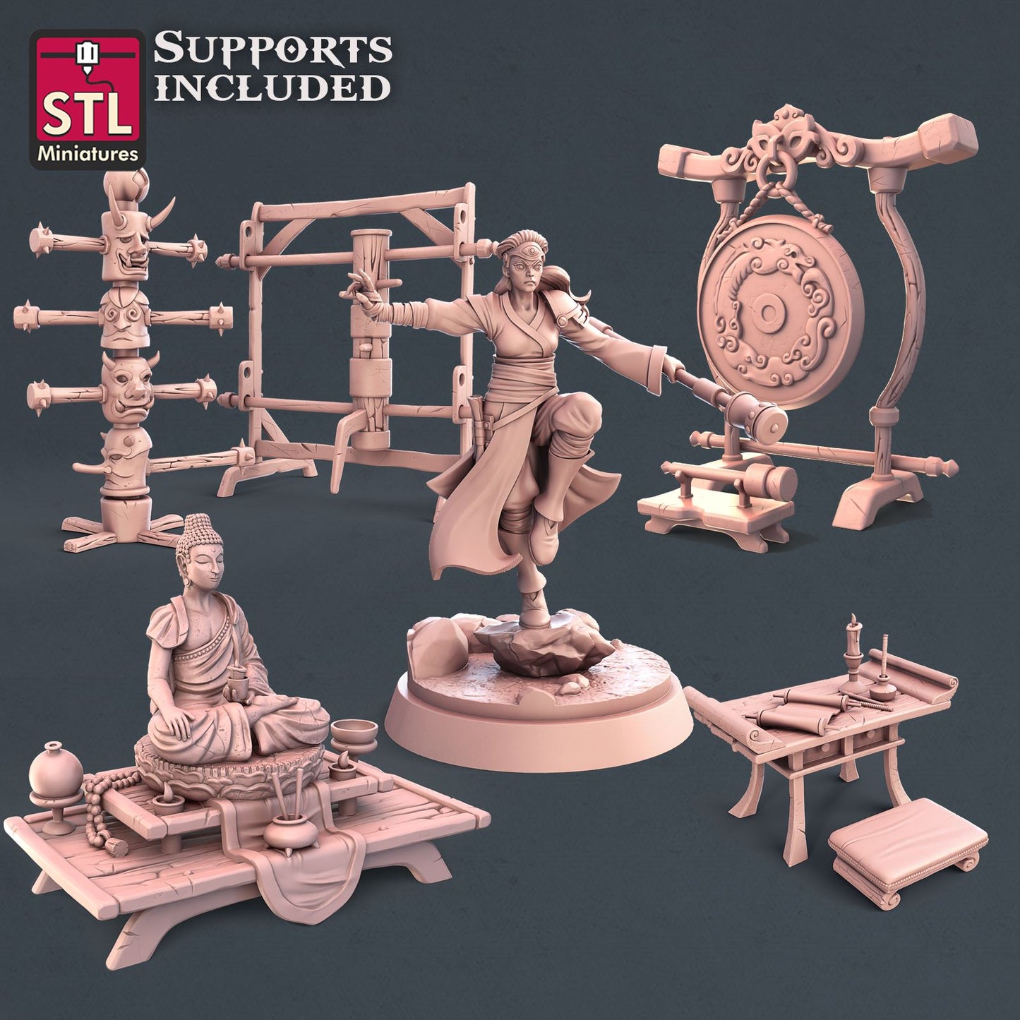 Monk Set Printable 3D Model STLMiniatures