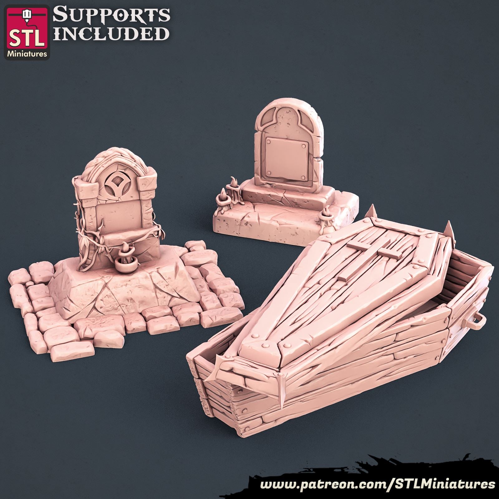 Undertaker Tombs and Cofin Printable 3D Model STLMiniatures